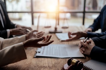 Lawyer discussing legal document